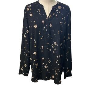 Hillary Radley leaf print blouse Large fall business casual lightweight